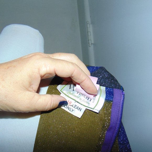 Englands " Mary Wilson" Vintage 70's Maxi Sexy Metallic Dress M Studio 54 Blue - Picture 9 of 12